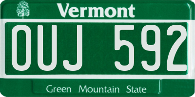 VT license plate OUJ592
