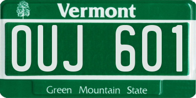 VT license plate OUJ601