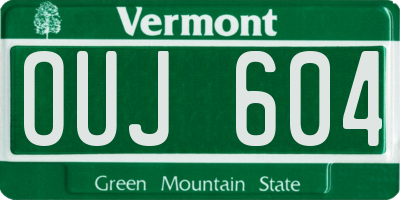 VT license plate OUJ604