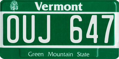 VT license plate OUJ647