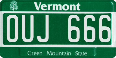 VT license plate OUJ666
