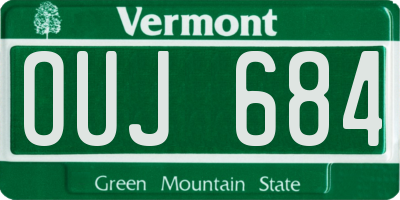 VT license plate OUJ684