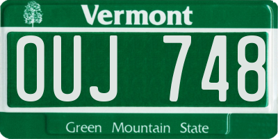 VT license plate OUJ748