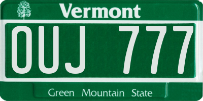 VT license plate OUJ777