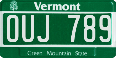VT license plate OUJ789