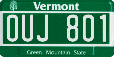 VT license plate OUJ801