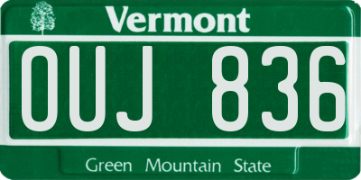 VT license plate OUJ836