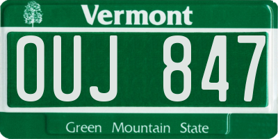 VT license plate OUJ847