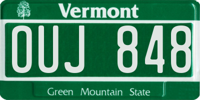 VT license plate OUJ848