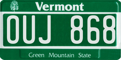VT license plate OUJ868
