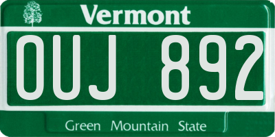 VT license plate OUJ892