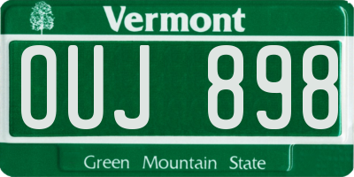 VT license plate OUJ898