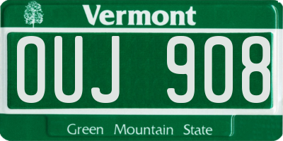 VT license plate OUJ908