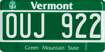VT license plate OUJ922