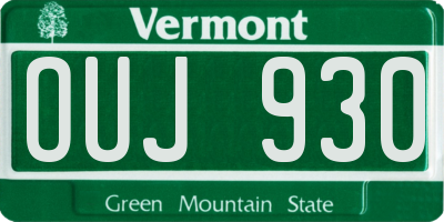 VT license plate OUJ930