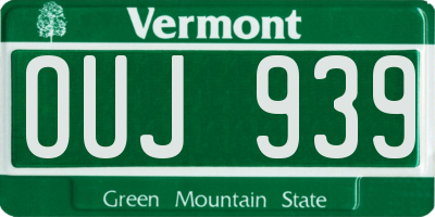 VT license plate OUJ939