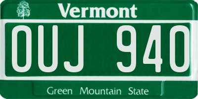 VT license plate OUJ940