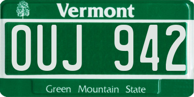 VT license plate OUJ942
