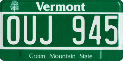 VT license plate OUJ945
