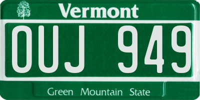 VT license plate OUJ949