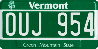 VT license plate OUJ954