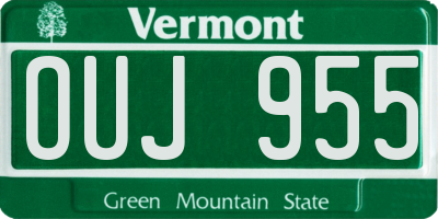 VT license plate OUJ955