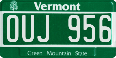 VT license plate OUJ956