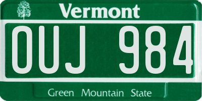 VT license plate OUJ984