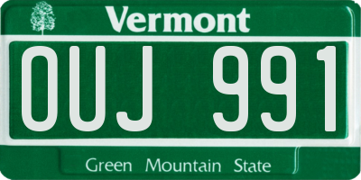 VT license plate OUJ991