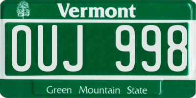VT license plate OUJ998