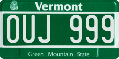 VT license plate OUJ999