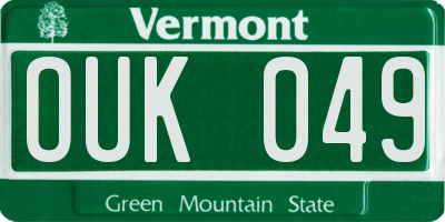 VT license plate OUK049