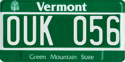 VT license plate OUK056