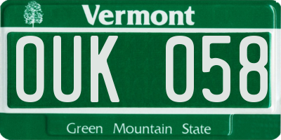 VT license plate OUK058