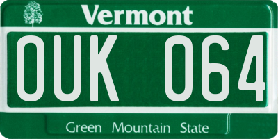VT license plate OUK064