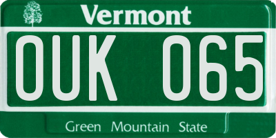 VT license plate OUK065