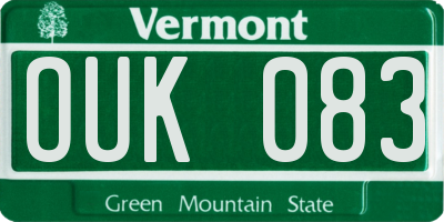 VT license plate OUK083