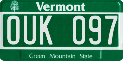 VT license plate OUK097