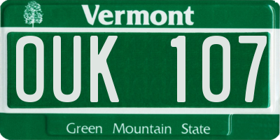 VT license plate OUK107