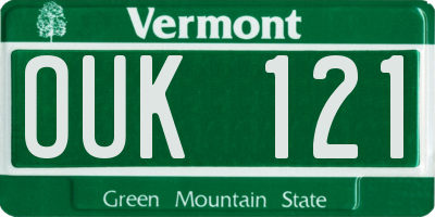 VT license plate OUK121