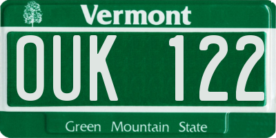 VT license plate OUK122