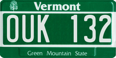 VT license plate OUK132