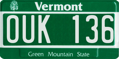VT license plate OUK136