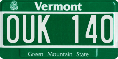 VT license plate OUK140