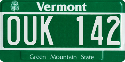 VT license plate OUK142