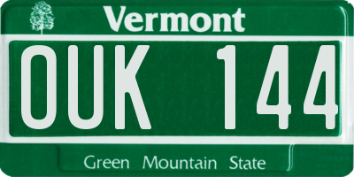 VT license plate OUK144