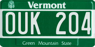 VT license plate OUK204