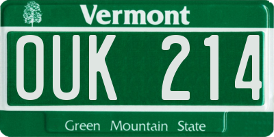 VT license plate OUK214