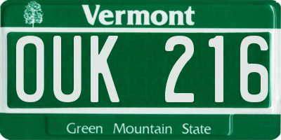 VT license plate OUK216