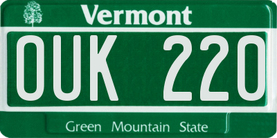 VT license plate OUK220